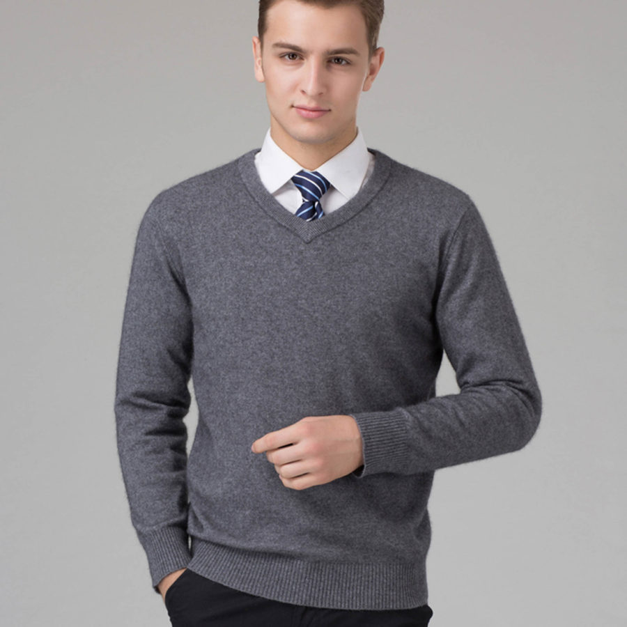 Mens Button Neck Knitted Jumper Knitwear Top Navy Grey Tweed Winter Warm
