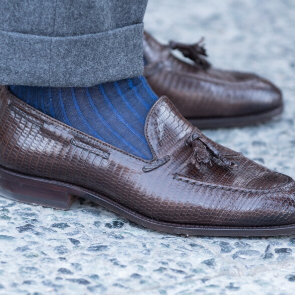 Chromo Socks in Cotton - Navy | Loafer Socks | Baudoin & Lange