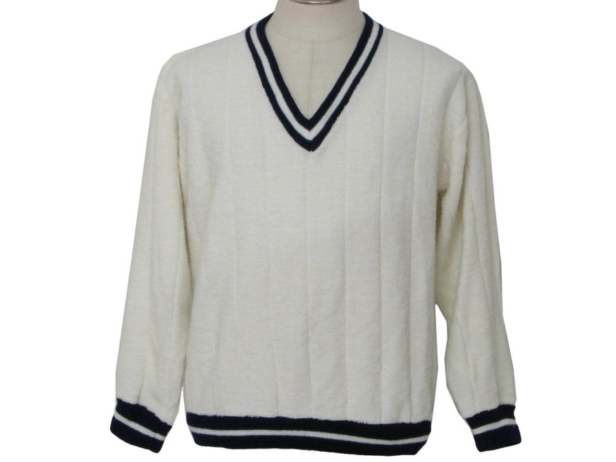 Vintage sweaters like this one are often less expensive and can be found at thrift stores