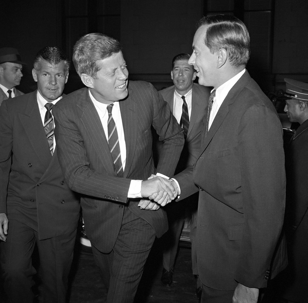 President-Elect Kennedy and Gore Vidal Shaking Hands - photo from vox