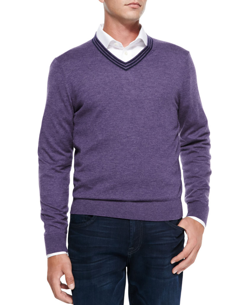 Mens Knitted Jumper 100% Cotton V-Neck with Mock Shirt Collar Insert S-6XL