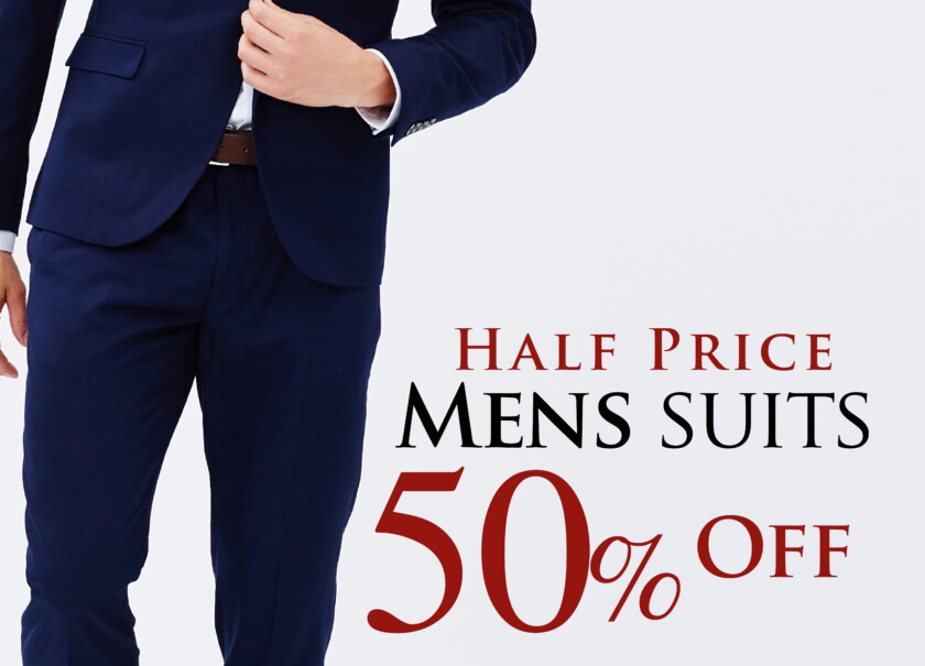 Screen shot of a 50% Suit sale ad