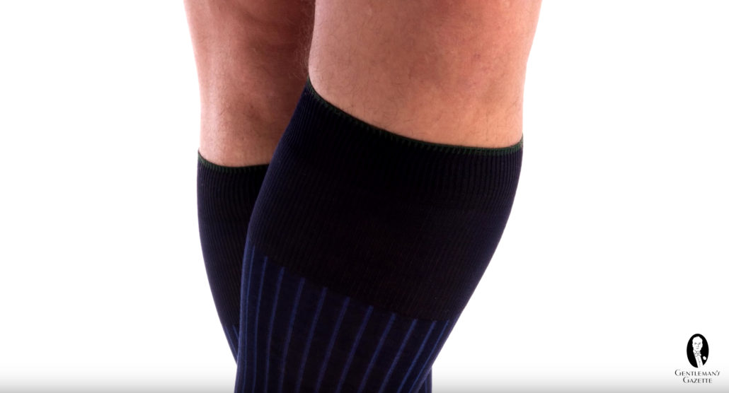 Shadow Stripe Ribbed Socks Dark Navy Blue and Royal Blue Fil d'Ecosse Cotton by Fort Belvedere