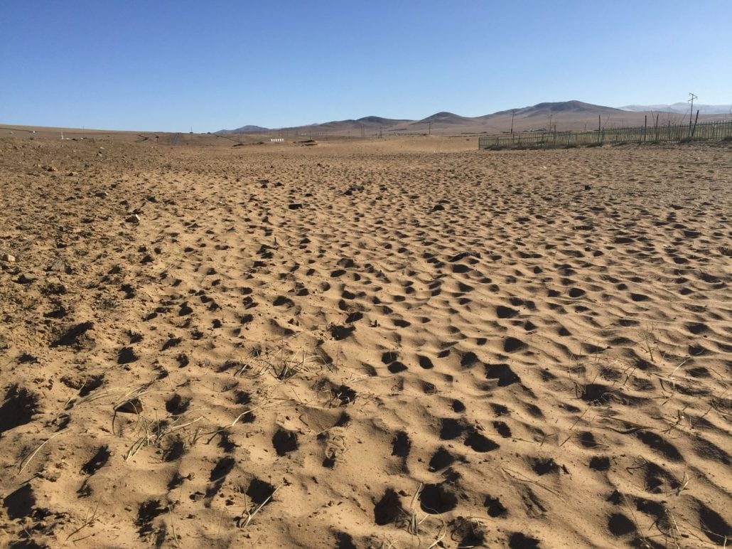 Sand dunes where grasslands once were in Mongolia