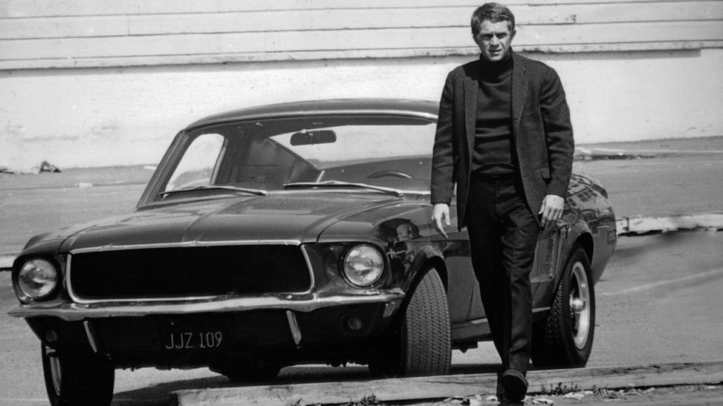 Steve McQueen with Bullitt's famous Mustang Fastback