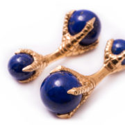 Eagle Claw Cufflinks with Deep Blue Lapis Lazuli Balls 925 Sterling Silver Vermeil Gold - handmade by master jeweler - Fort Belvedere-Cover