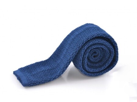 Knit Tie in Solid Prussian Blue Silk
