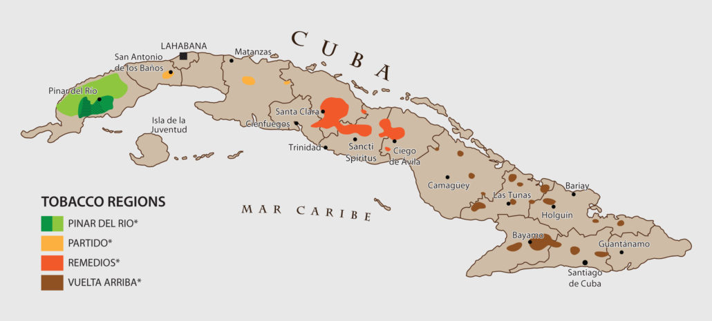 Cuba's tobacco regions