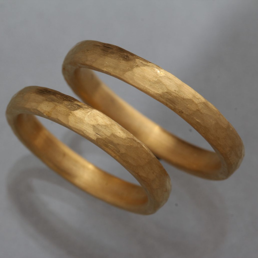 Hammered wedding rings