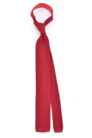 Knit Tie in Solid Red Silk