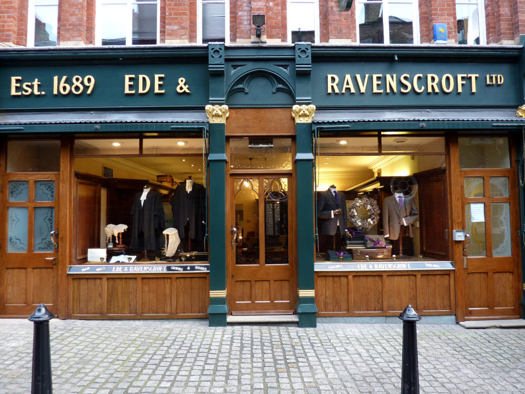 Ede & Ravenscroft entrance at Chancery Lane, London