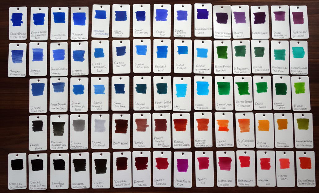Fountain pen ink comes in many colors