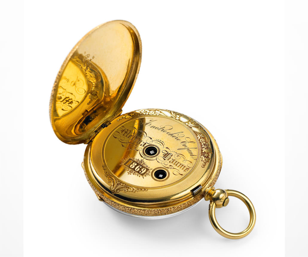 Pocket watch made in 1869 as a gift for Melina Baume's first communion