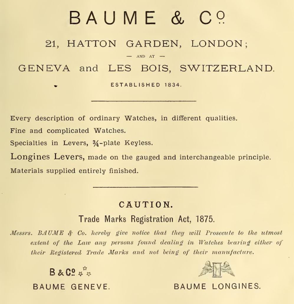 An old Baume ad at the Hatton Garden address