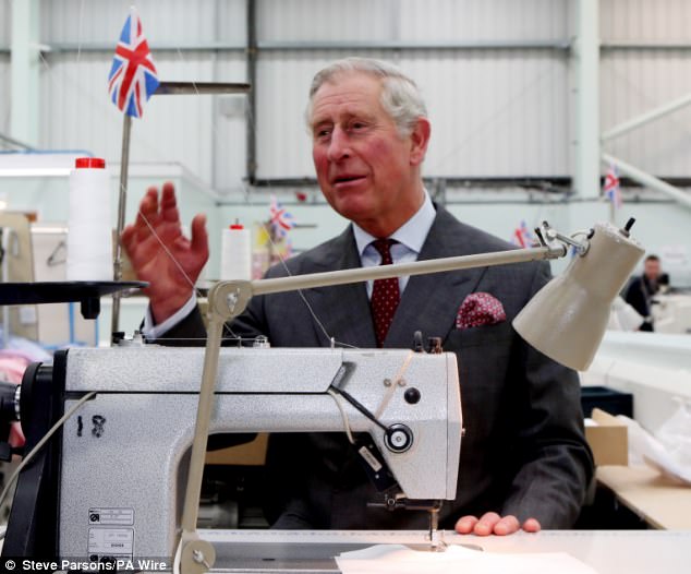 The Prince of Wales also tries his skill at Turnbull & Asser factory