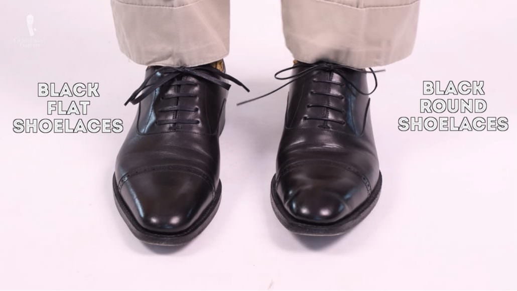 Black Black round and flat shoelaces by Fort Belvedere