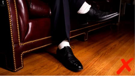 A pair of white gym socks doesn't combine well with formal outfits.