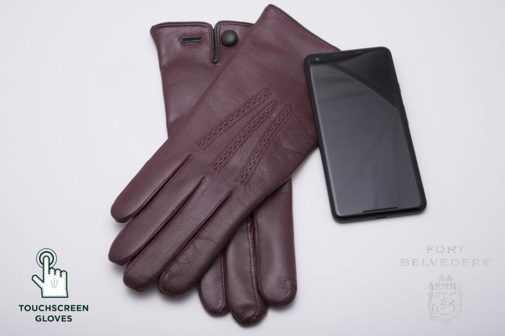 Burgundy Touchscreen Gloves by Fort Belvedere