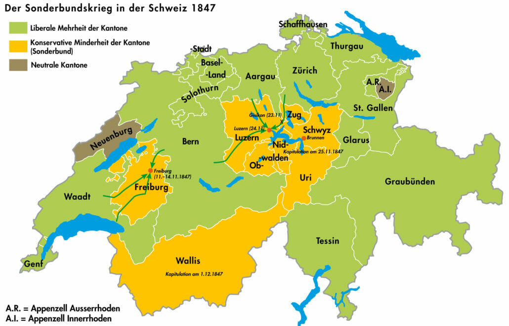 Schaffhausen in the Swiss map