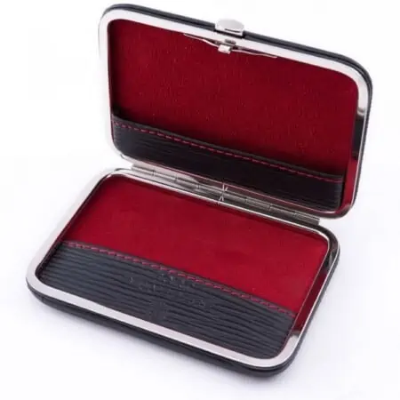 Business Card Case for Men in Black and Red Leather