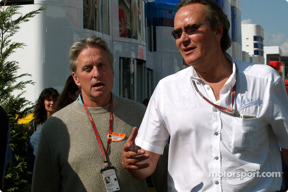 Michael Douglas and Mansour Ojjeh, director of TAG