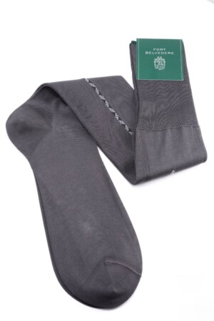 Grey Socks with Light Grey and Black Clocks in Cotton