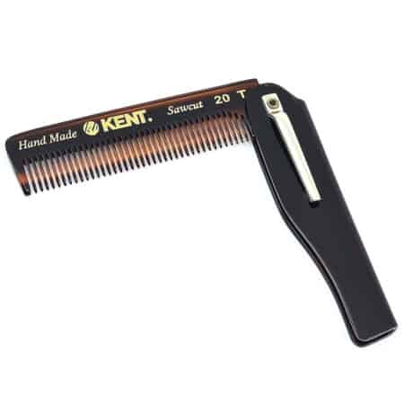Kent 20T Handmade Folding Pocket Comb for Men, Fine Tooth Hair Comb Straightener for Everyday Grooming