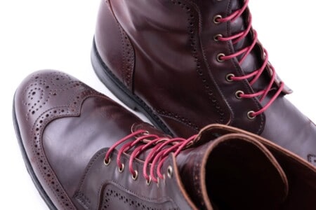Red Boot Laces Round Waxed Cotton