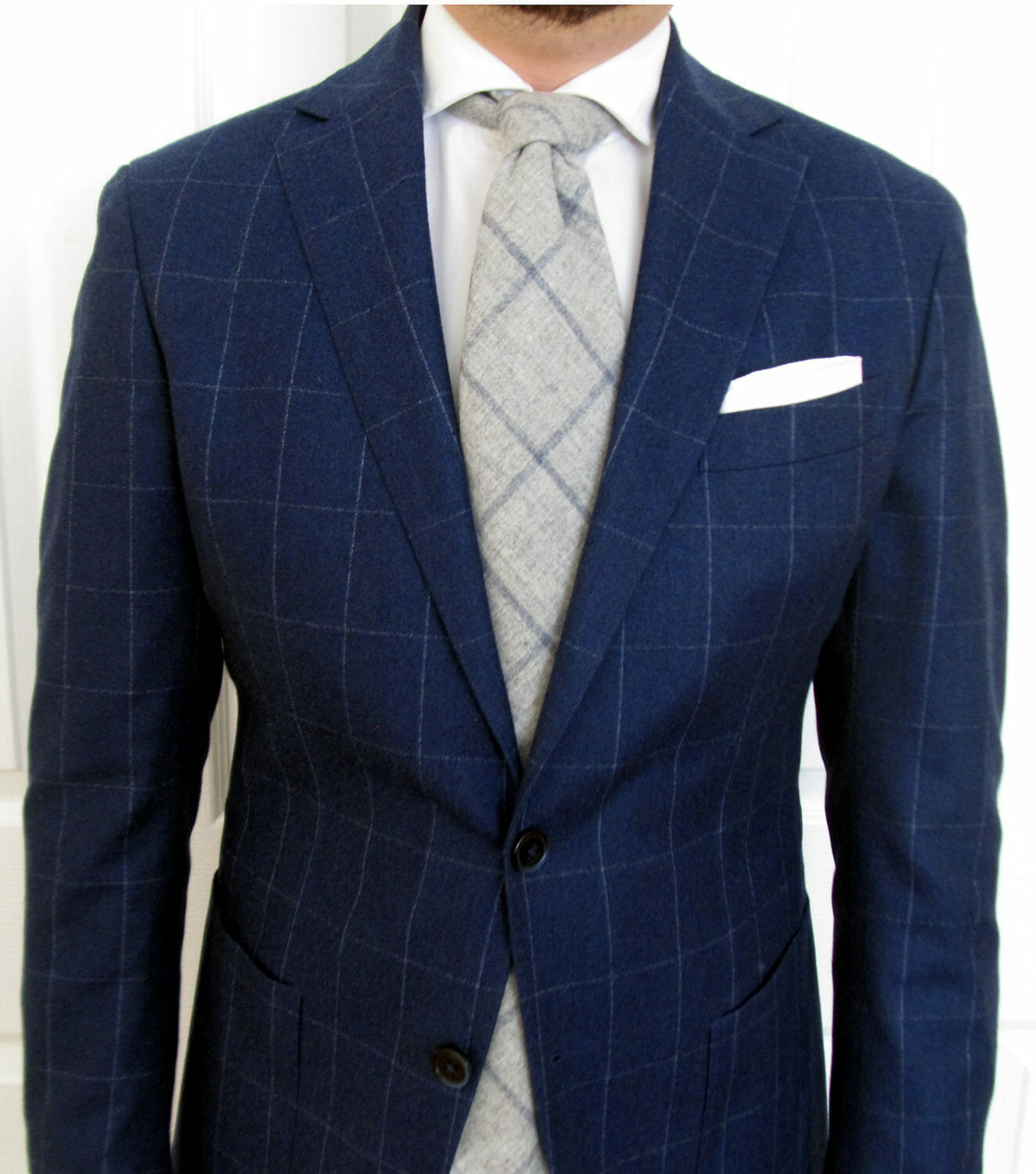 Windowpane Suit with Gray Windowpane Tie