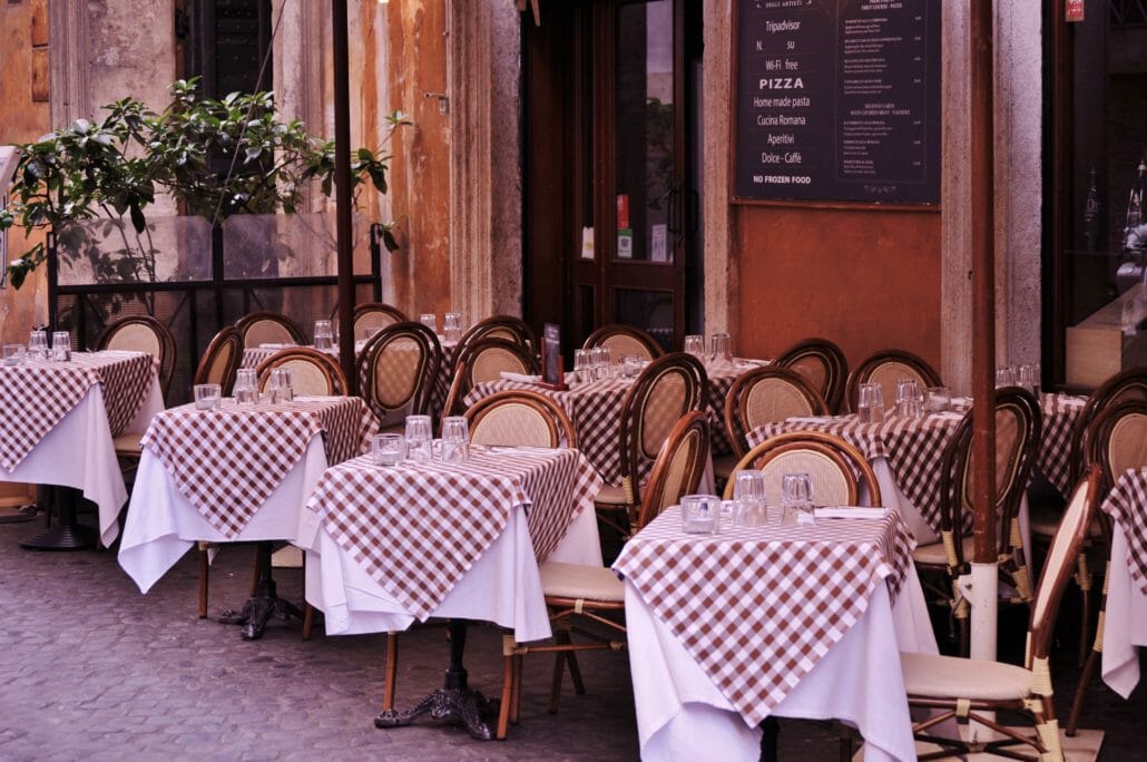 A recognizable form of gingham is the classic Italian restaurant tablecloth.