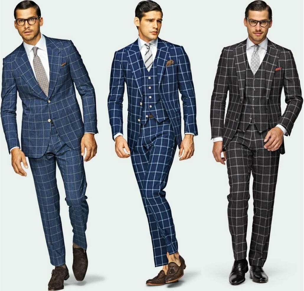 Strongly assertive windowpane suits