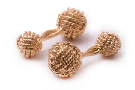 Double-sided Monkey Fist Knot Cufflinks - Vermeil Sterling Silver Yellow Gold Plated