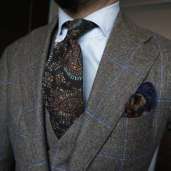 Even with a patterned jacket, it's possible to wear a patterned tie.