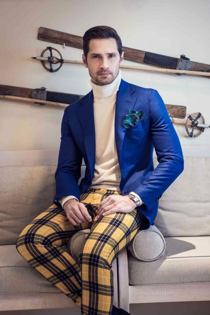 Gianluca Cerutti wearing plaid wool flannel trousers