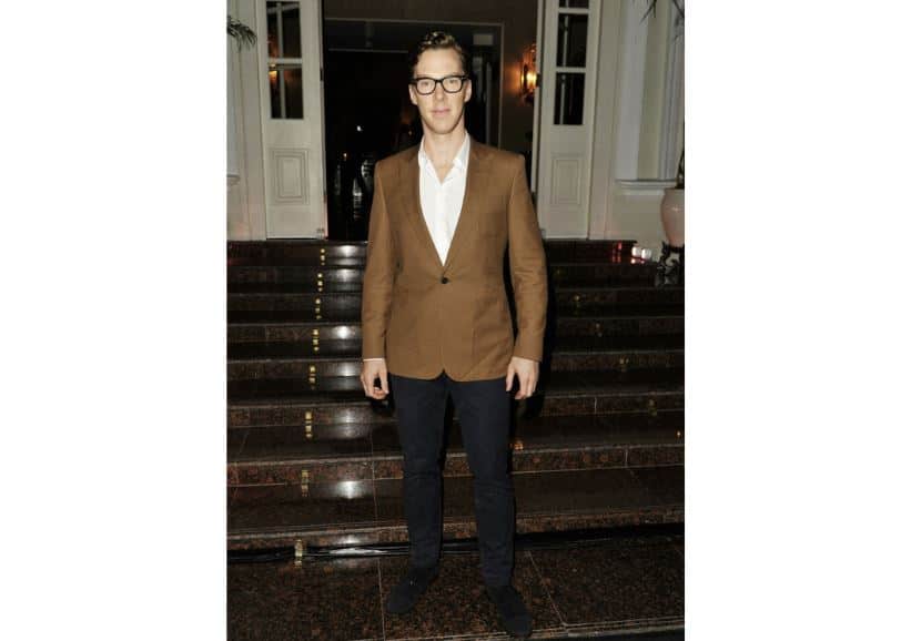 Benedict Cumberbatch in a linen patch pocket single button jacket
