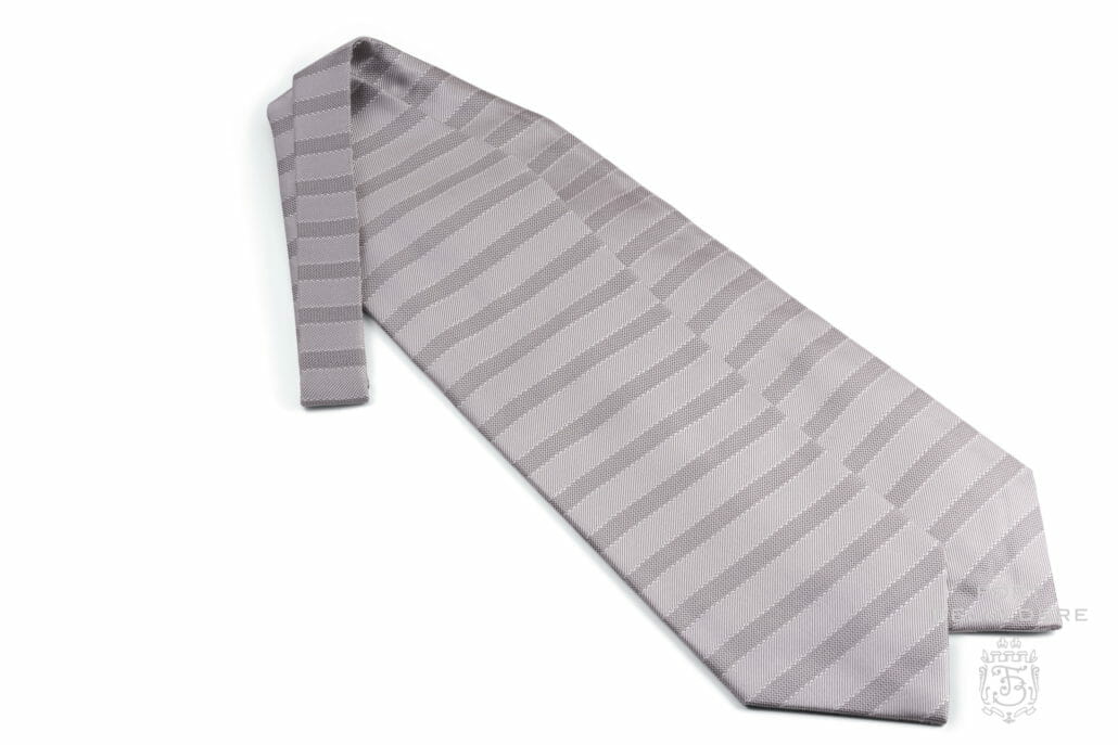 Black and Silver Stripe Silk Traditional Ascot Cravat for Morning Wear - Fort Belvedere