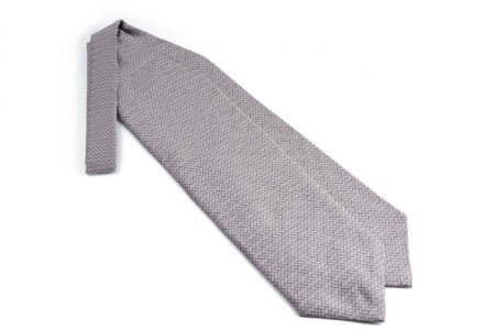A photo of a Formal Ascot in Silver Black Basket Weave Jacquard Silk