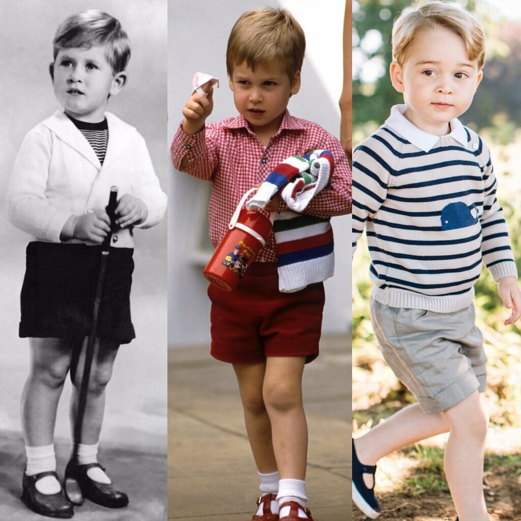 Three generations of British princes in traditional shorts