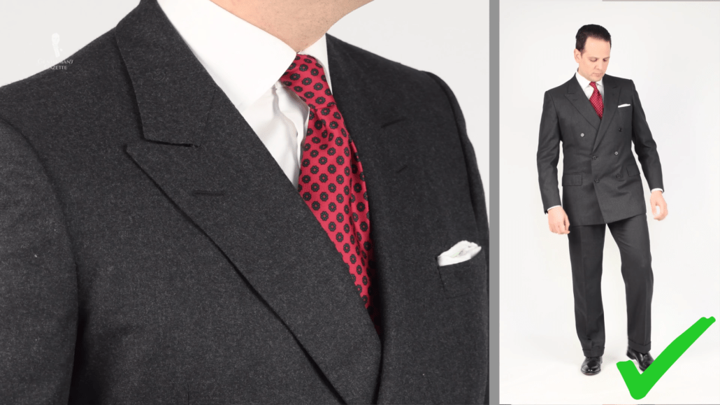 DB suit with Madder Silk Tie in Dark Ruby Red and Classic White Irish Linen pocket square from Fort Belvedere