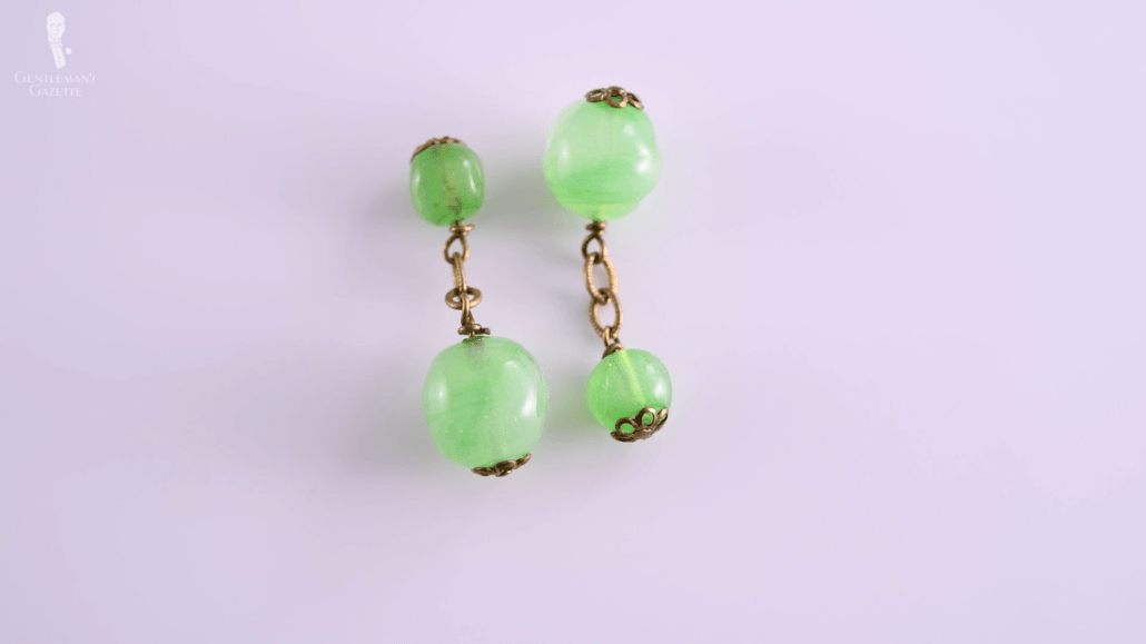 Bright green double sided glass ball cufflinks