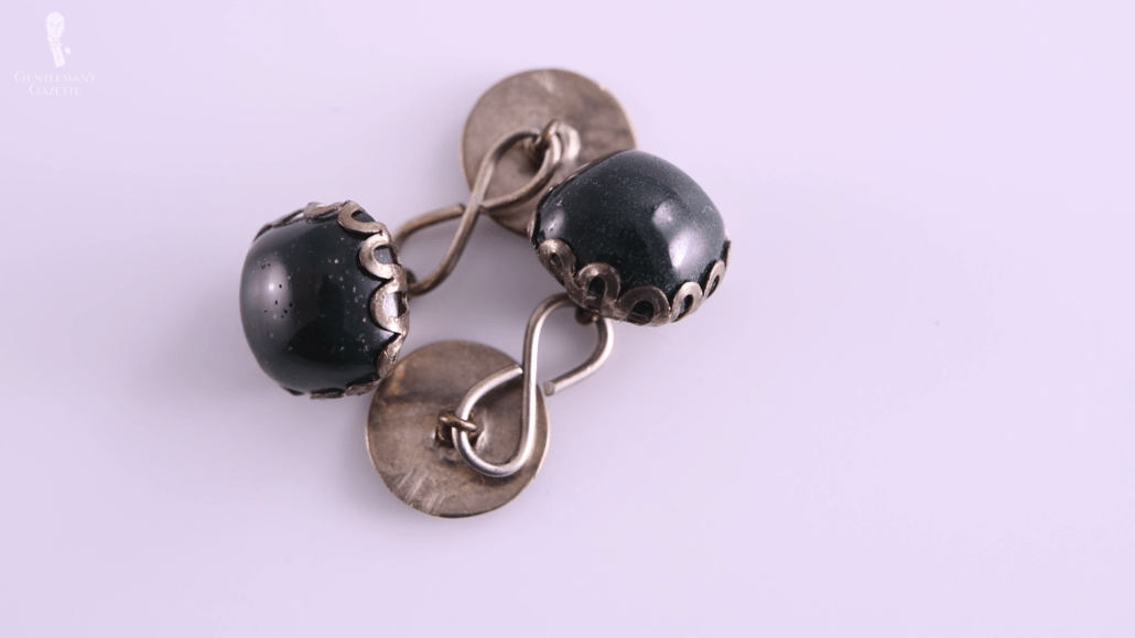 Sterling silver and bloodstone cufflinks