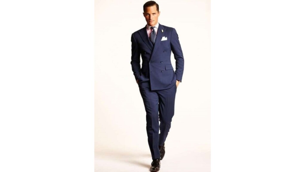 Navy DB suit with pink shirt and black double Monks Polo SS 2013