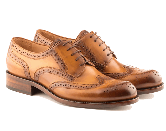 Lussoti full brogue derby shoes in tan with darker cap