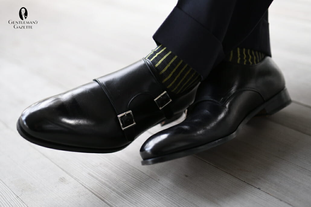 Black double monk straps by Ace Marks