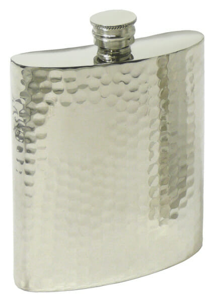 A hammered pewter flask