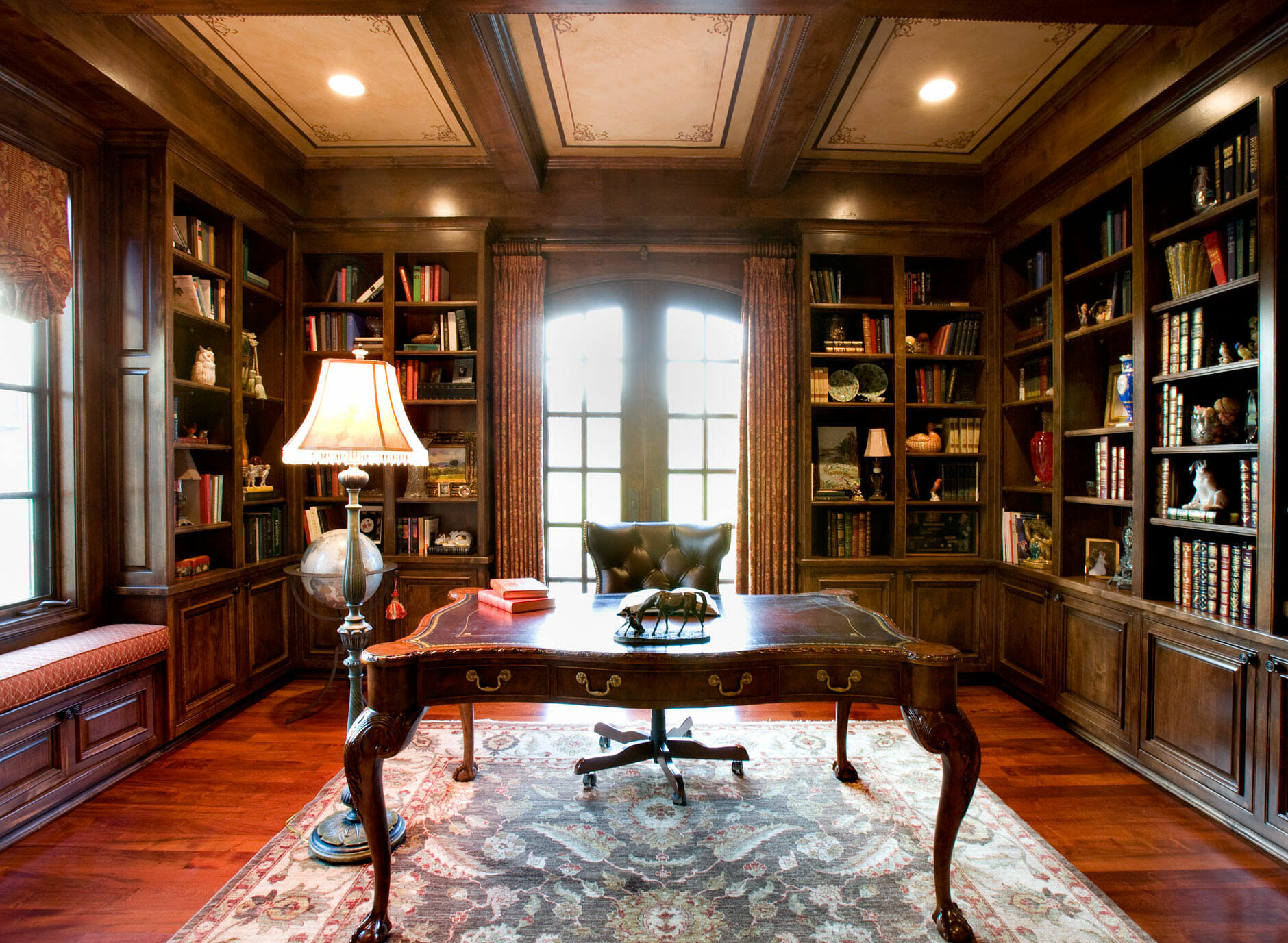 old library style living room