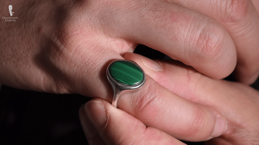 Sterling silver malachite ring