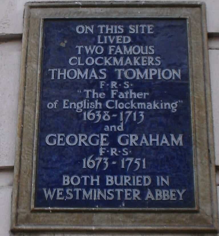 A plaque at Graham and Tompion's manufacture on Fleet Street