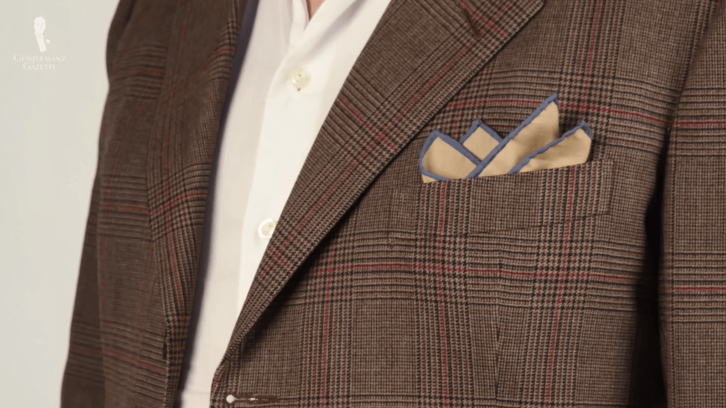 Brown with blue contrast edge pocket square