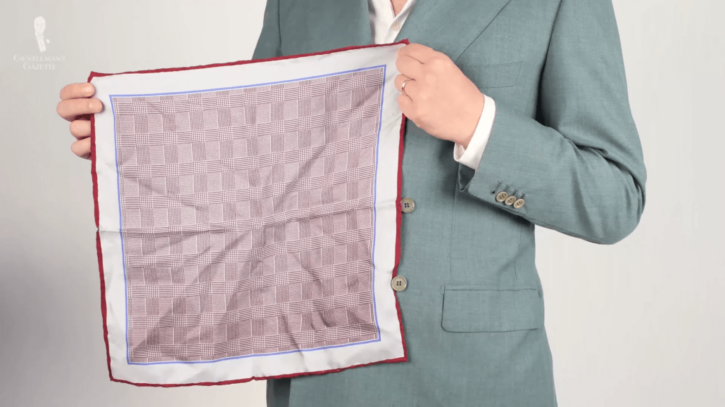 Red Prince Of Wales check pocket square